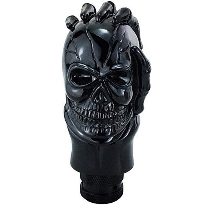 Lunsom Skull Gear Lever Shifter Knob Resin Bone Car Transmission Shifter Stick Handle Head Fit Most Automatic Manual Vehicles (Black) - Image 1